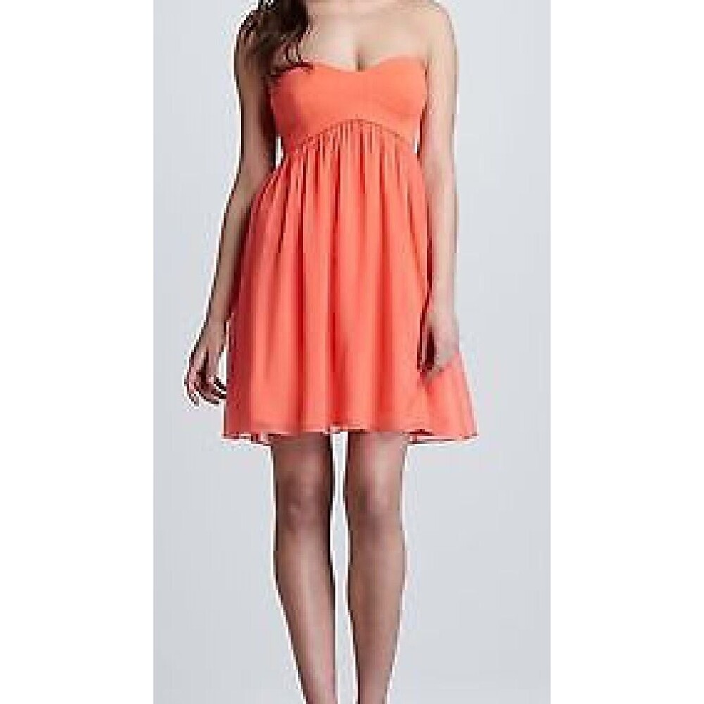 Diane Von Furstenberg Women's Dress Asti Silk Strapless Coral Size 8 NWT
